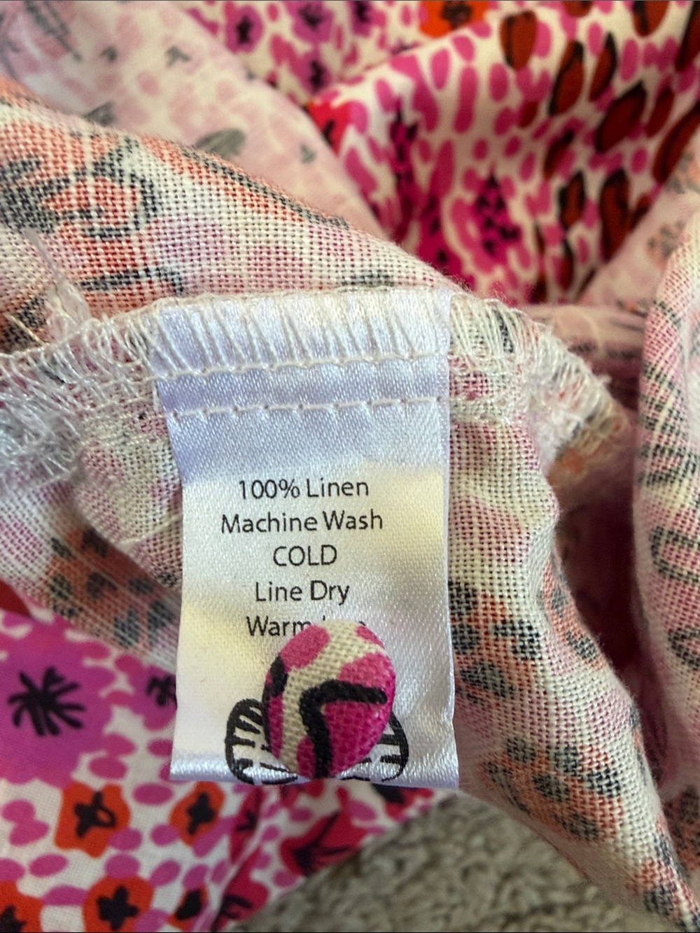 Lesley Evers Rachel Midi Shift Dress May Flowers Pink Floral Linen Tie-Waist XL - Picture 7 of 9